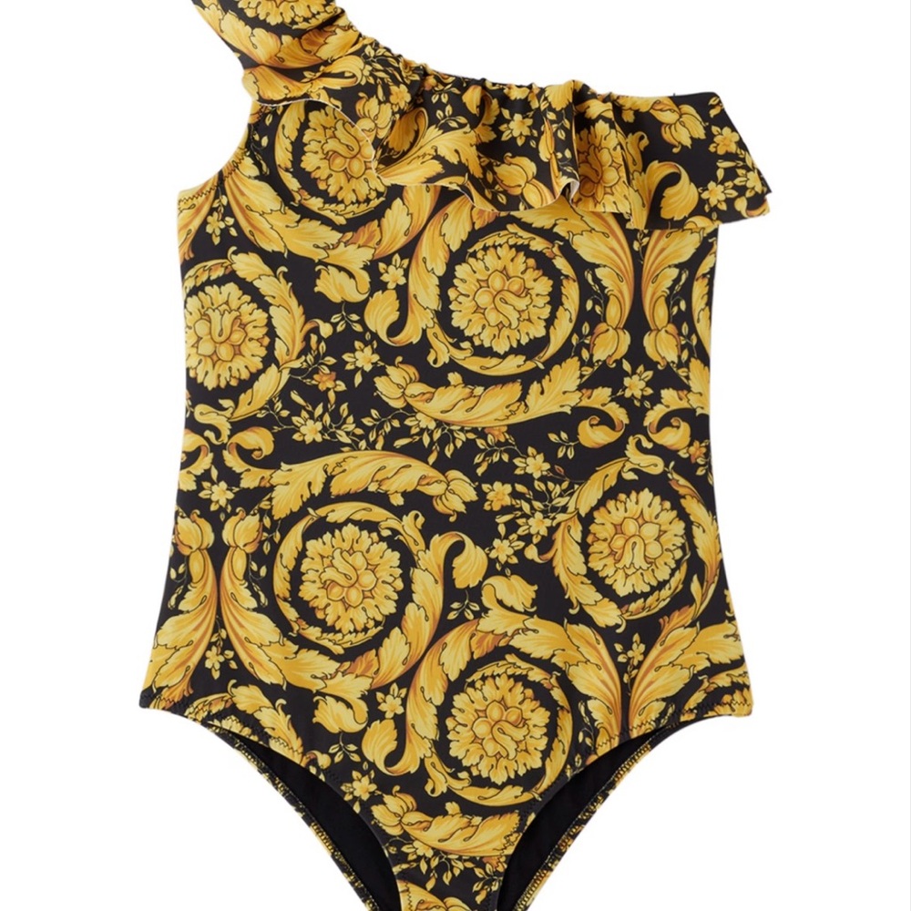 Versace Black and Gold One Piece Swimwear